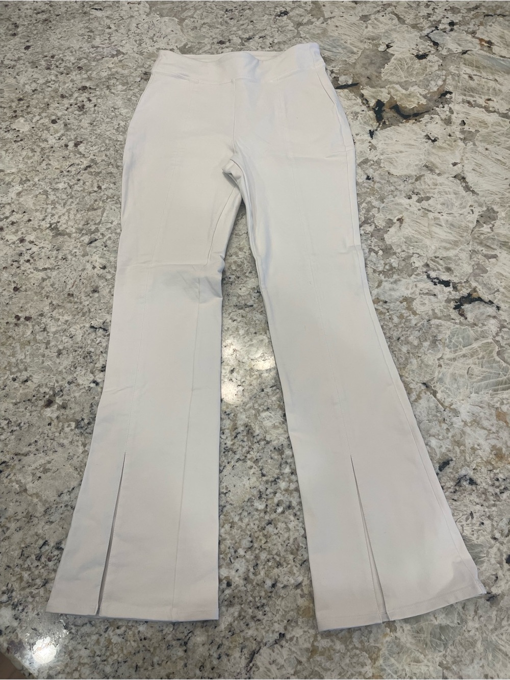 ALO Yoga Off White Flare Pants with Front Slits Athleisure Versatile